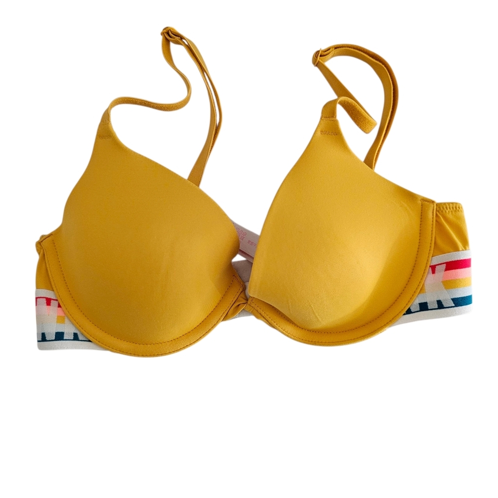 PINK Victorias Secret 32A Tshirt Lightly Lined Bra Yellow Rainbow
